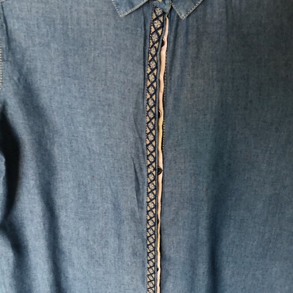 Promod Chambray Long sleeves Button Down Shirt Top Blouse Size S/M - Picture 5 of 5